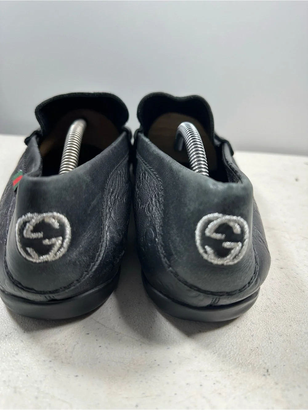 Gucci Black Guccissima Leather Loafers Size 9